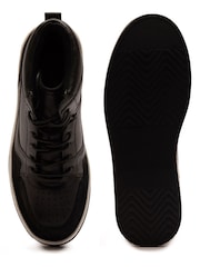 Off The Hook Black Shaw Leather Hi-Top Lace Up Trainer Sneakers - Image 6 of 6
