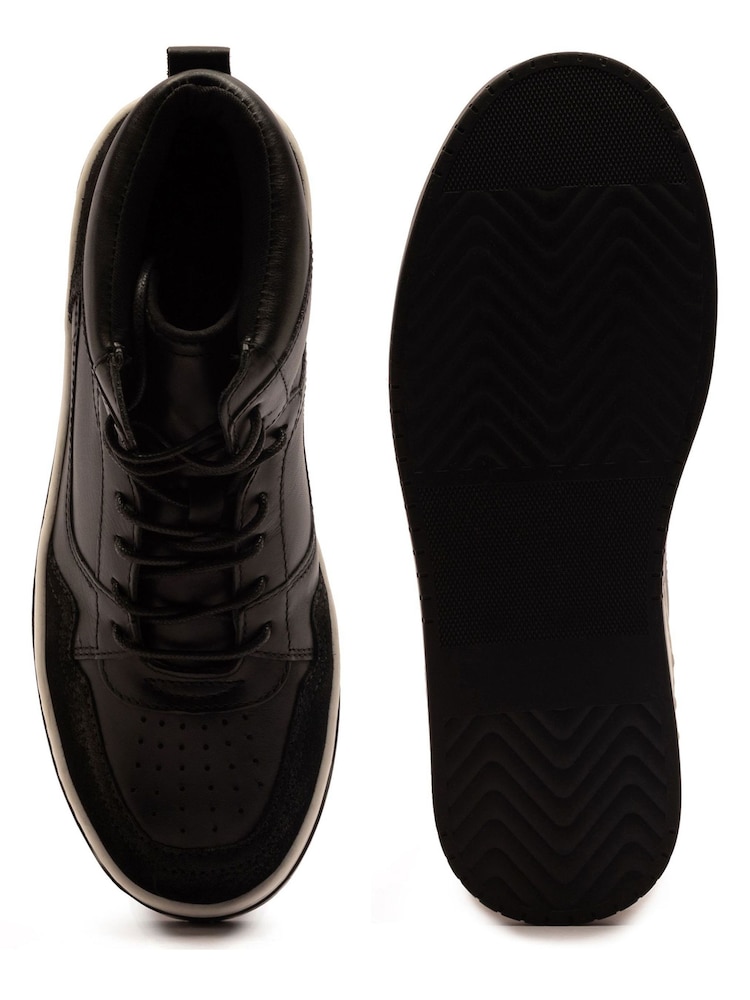 Off The Hook Black Shaw Leather Hi-Top Lace Up Trainer Sneakers - Image 6 of 6