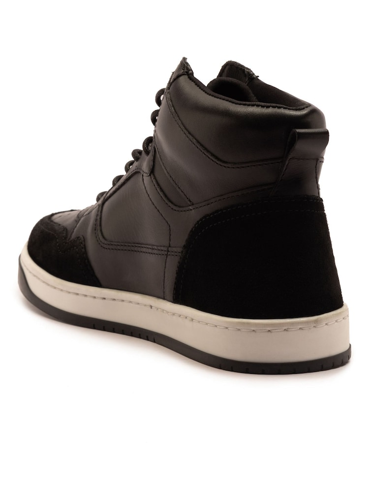 Off The Hook Black Shaw Leather Hi-Top Lace Up Trainer Sneakers - Image 7 of 7 Off The Hook Black Shaw Leather Hi-Top Lace Up Trainer Sneakers - Image 7 of 7