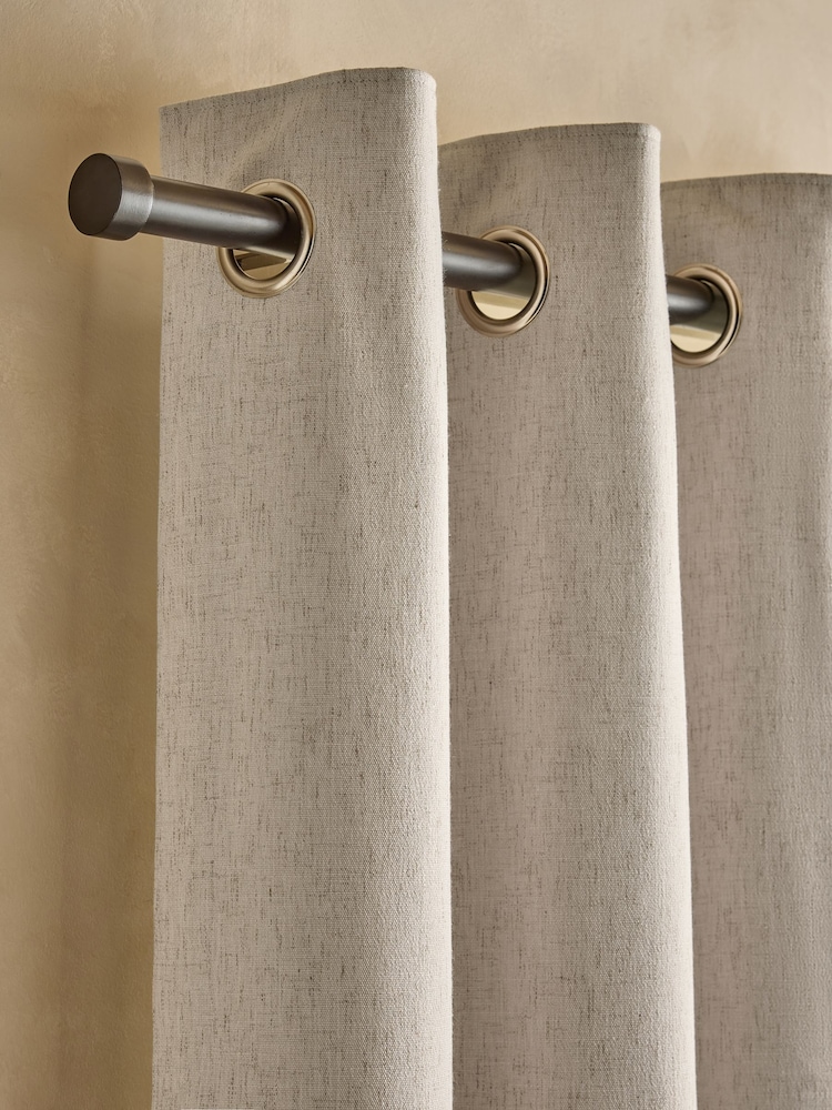 Natural Linen Look Blackout/Thermal Eyelet Curtains - Image 1 of 7 Natural Linen Look Blackout/Thermal Eyelet Curtains - Image 1 of 7