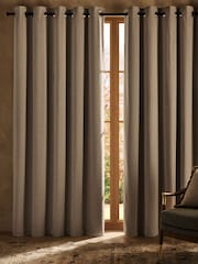 Natural Linen Look Blackout/Thermal Eyelet Curtains - Image 4 of 7