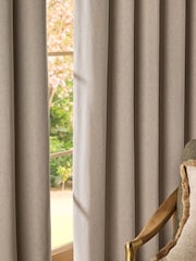 Natural Linen Look Blackout/Thermal Eyelet Curtains - Image 5 of 7