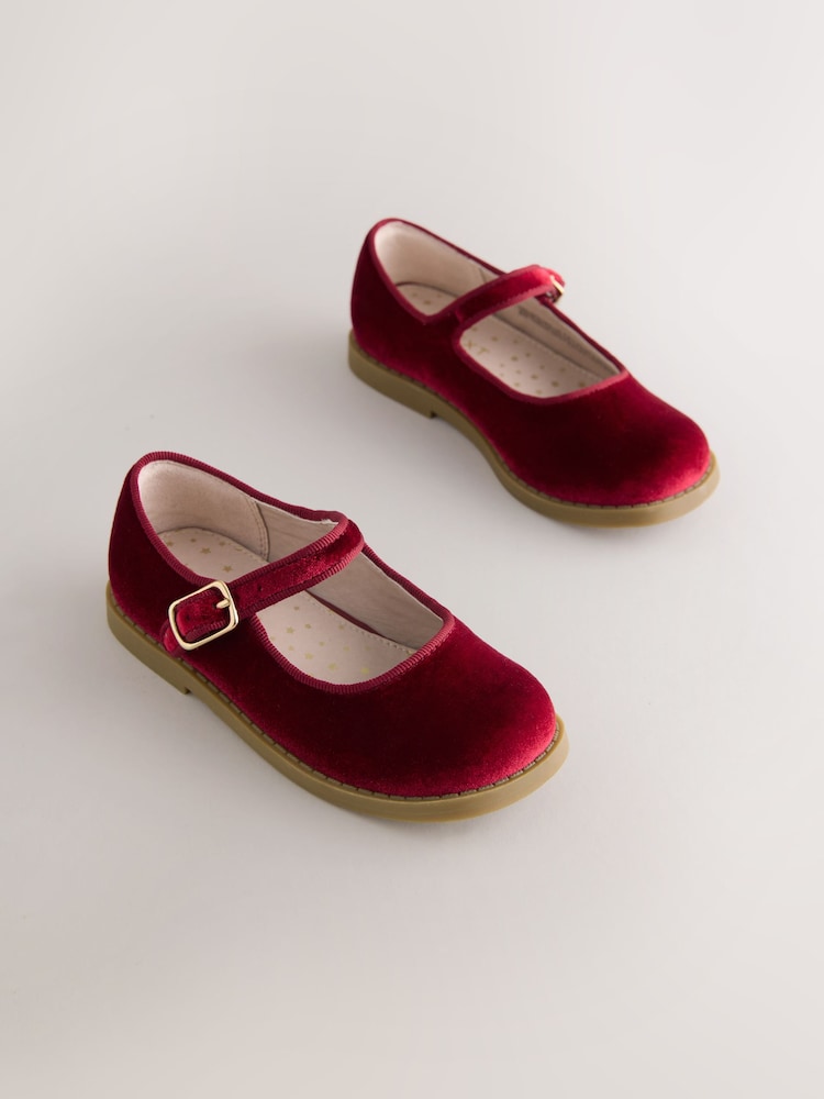 Red Velour Mary Jane Shoes - Image 1 of 5 Red Velour Mary Jane Shoes - Image 1 of 5