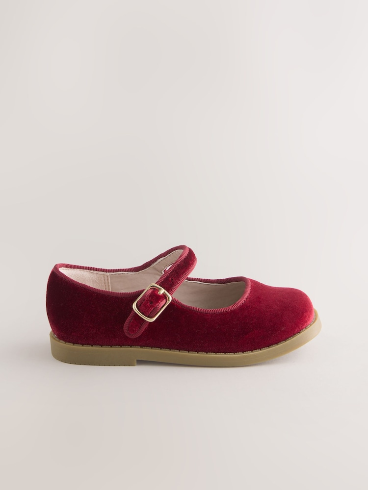 Red Velour Mary Jane Shoes - Image 2 of 5 Red Velour Mary Jane Shoes - Image 2 of 5