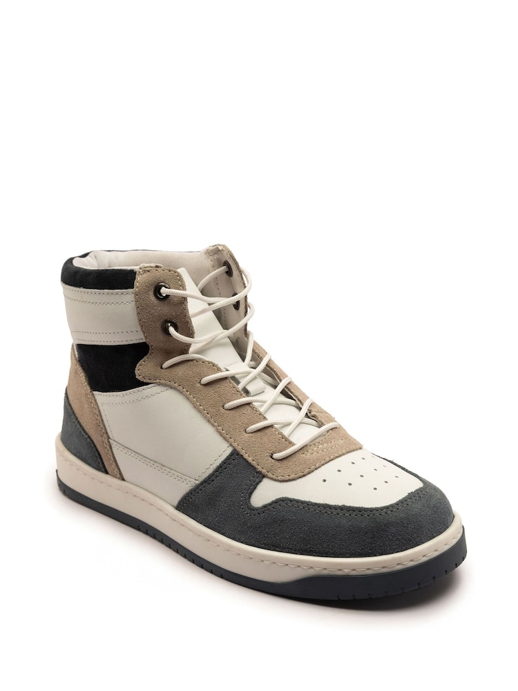 Off The Hook White Copper Leather Hi-Top Lace Up Trainer Sneakers - Image 1 of 6 Off The Hook White Copper Leather Hi-Top Lace Up Trainer Sneakers - Image 1 of 6
