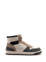 Off The Hook White Copper Leather Hi-Top Lace Up Trainer Sneakers - Image 2 of 6