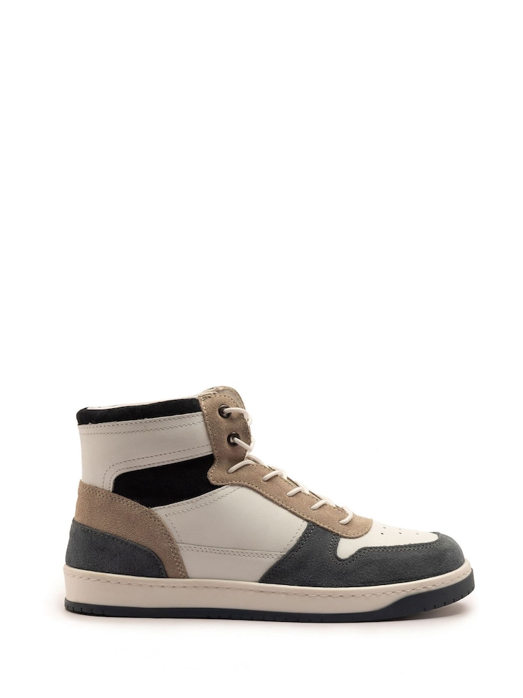 Off The Hook White Copper Leather Hi-Top Lace Up Trainer Sneakers - Image 2 of 6