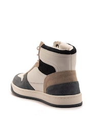 Off The Hook White Copper Leather Hi-Top Lace Up Trainer Sneakers - Image 3 of 6