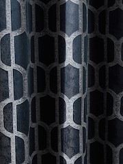 Navy Blue Eyelet Luxe Evie Geometric Jacquard Eyelet Curtains - Image 5 of 5