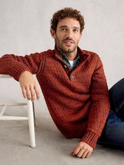 White Stuff Orange Albany Twisted Button Neck Jumper - Image 1 of 6