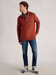 White Stuff Orange Albany Twisted Button Neck Jumper - Image 2 of 6