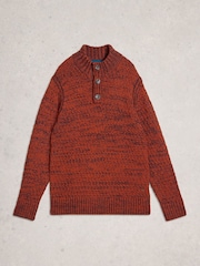 White Stuff Orange Albany Twisted Button Neck Jumper - Image 5 of 6
