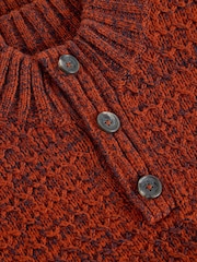 White Stuff Orange Albany Twisted Button Neck Jumper - Image 6 of 6