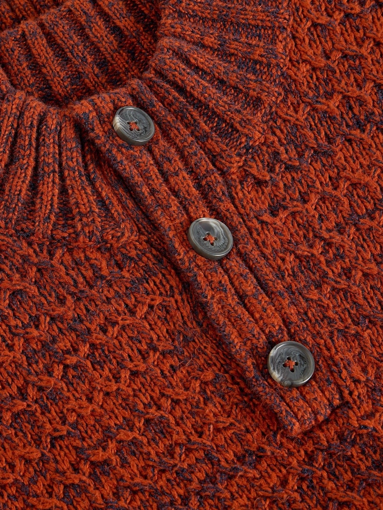 White Stuff Orange Albany Twisted Button Neck Jumper - Image 6 of 6