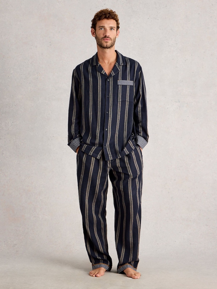 White Stuff Blue Moorland Flannel Pyjamas Trousers - Image 1 of 6 White Stuff Blue Moorland Flannel Pyjamas Trousers - Image 1 of 6