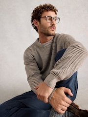 White Stuff Natural Plated Crew Neck Jumper - Image 3 of 6