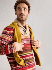 White Stuff Red Tenby Fairisle Shawl Neck Jumper - Image 3 of 6
