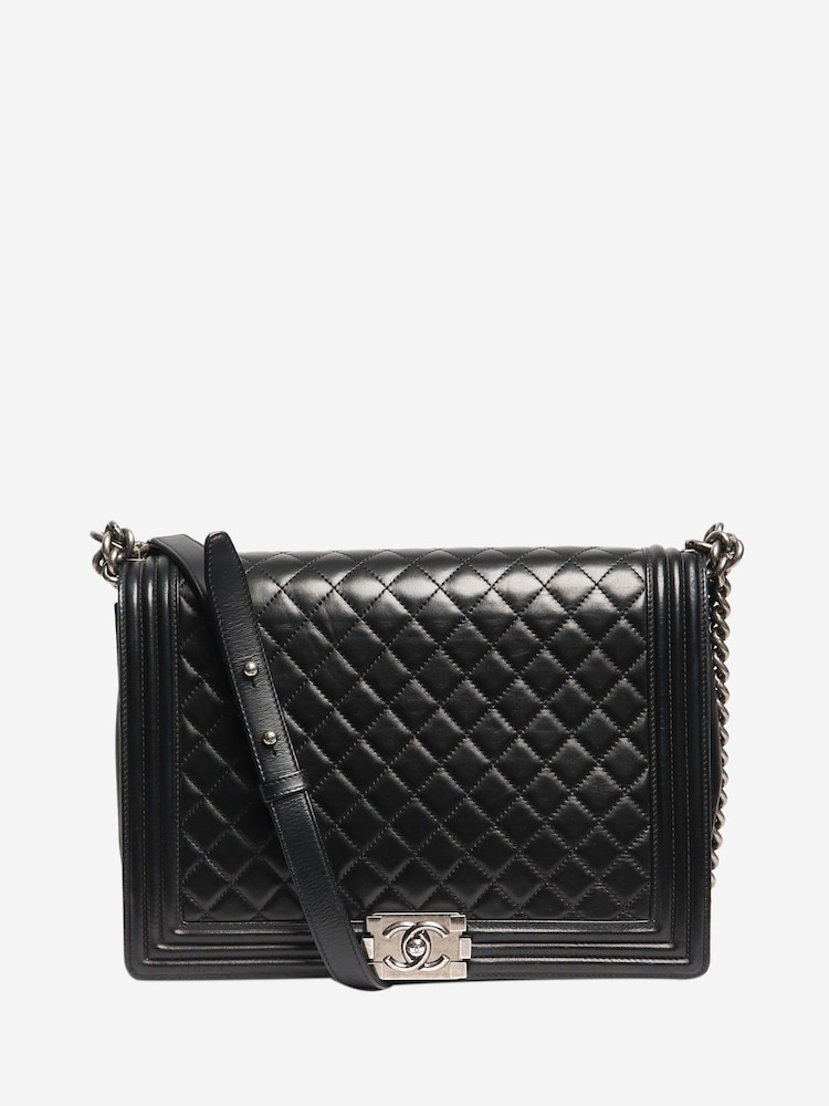 Sign of the Times 2012 Large Lambskin-Quilted Boy Black Bag - Image 2 of 8 Sign of the Times 2012 Large Lambskin-Quilted Boy Black Bag - Image 2 of 8