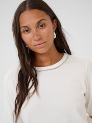 Kaffe KAcarly Short Sleeve Pullover White Jumper - Image 4 of 6