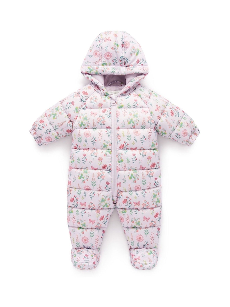 Purebaby Pink Showerproof Padded Puffer Pramsuit - Image 1 of 5 Purebaby Pink Showerproof Padded Puffer Pramsuit - Image 1 of 5