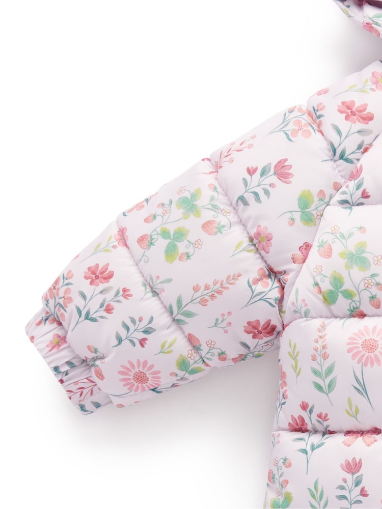 Purebaby Pink Showerproof Padded Puffer Pramsuit - Image 2 of 5 Purebaby Pink Showerproof Padded Puffer Pramsuit - Image 2 of 5