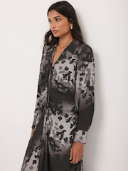 Mint Velvet Black Floral Print Midi Dress - Image 4 of 8