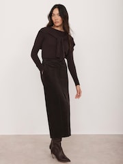 Mint Velvet Brown Corduroy Midi Skirt - Image 1 of 7