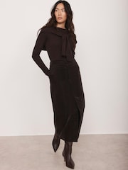 Mint Velvet Brown Corduroy Midi Skirt - Image 5 of 7