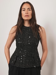Mint Velvet Black Embellished Backless Waistcoat - Image 3 of 8