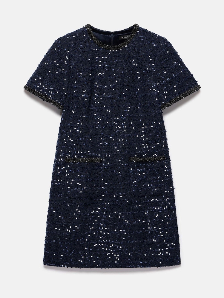 blue sequin boucle mini dress Roland Mouret main image 1