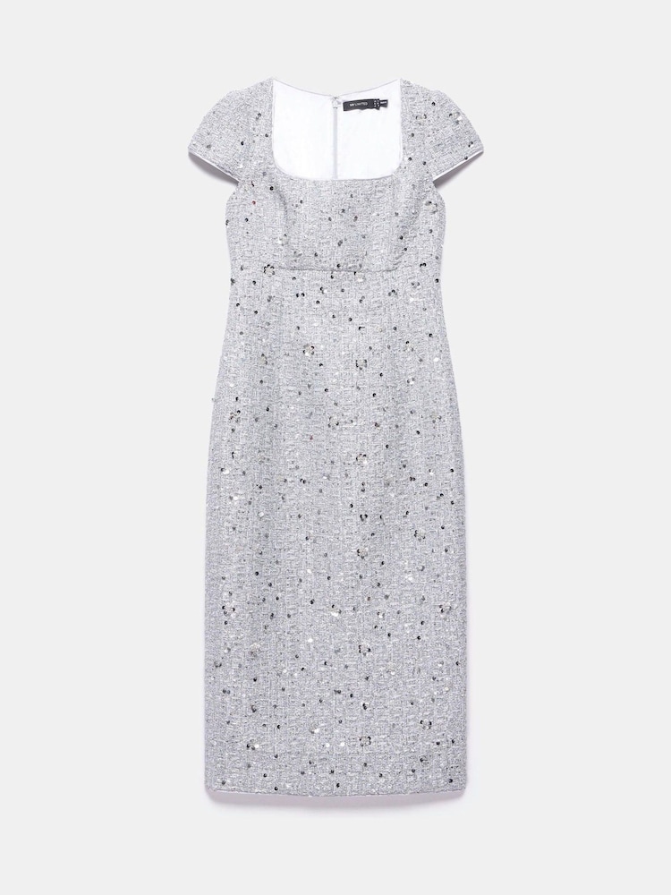 tailored sparkle boucle pocket detail long sleeve midi dress Buy Karen Millen Tailored Sparkle Boucle Pocket Detail Long Sleeves Midi Dress In Ivory