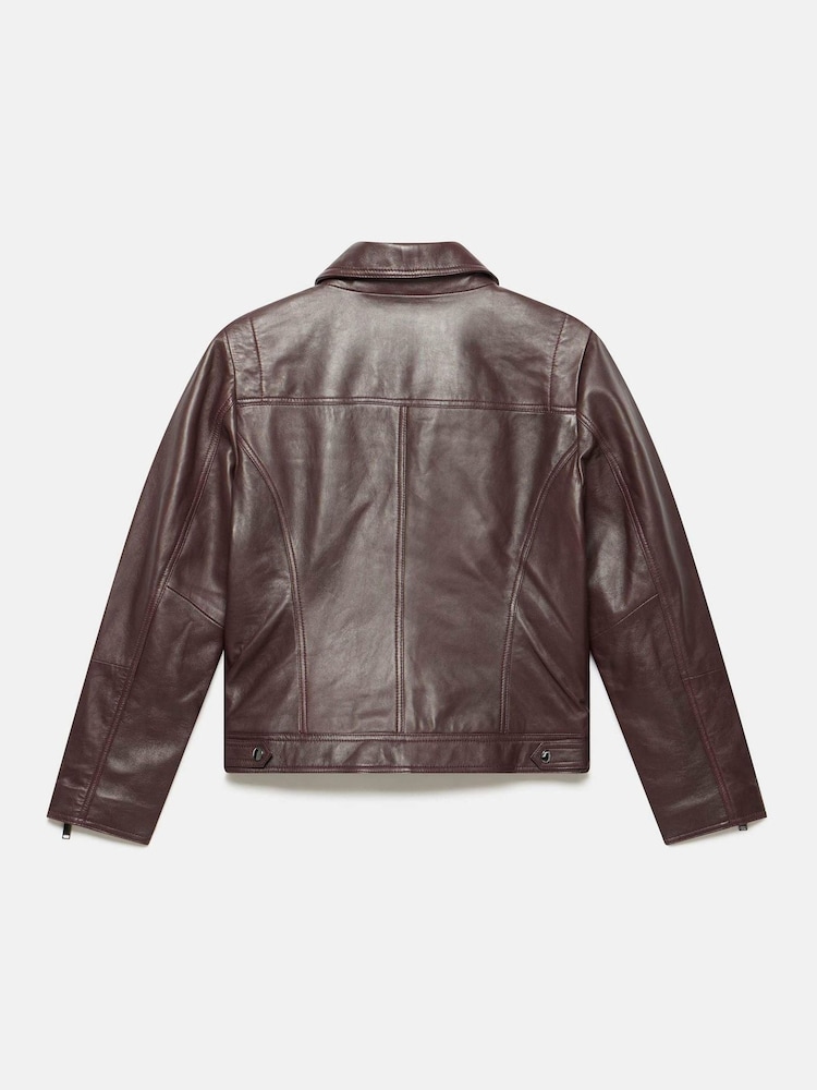 Mint Velvet Red Leather Biker Jacket - Image 8 of 8 Mint Velvet Red Leather Biker Jacket - Image 8 of 8