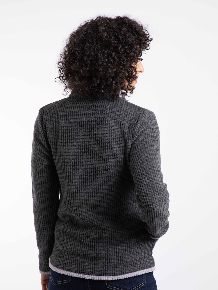 Weird Fish Black Ariana Full Zip Grid Fleece - Image 2 of 7