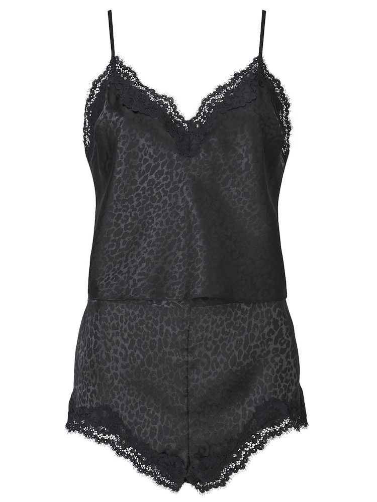Ann Summers Black Signature Satin Animal Print Short Cami Pyjama Set - Image 5 of 5 Ann Summers Black Signature Satin Animal Print Short Cami Pyjama Set - Image 5 of 5