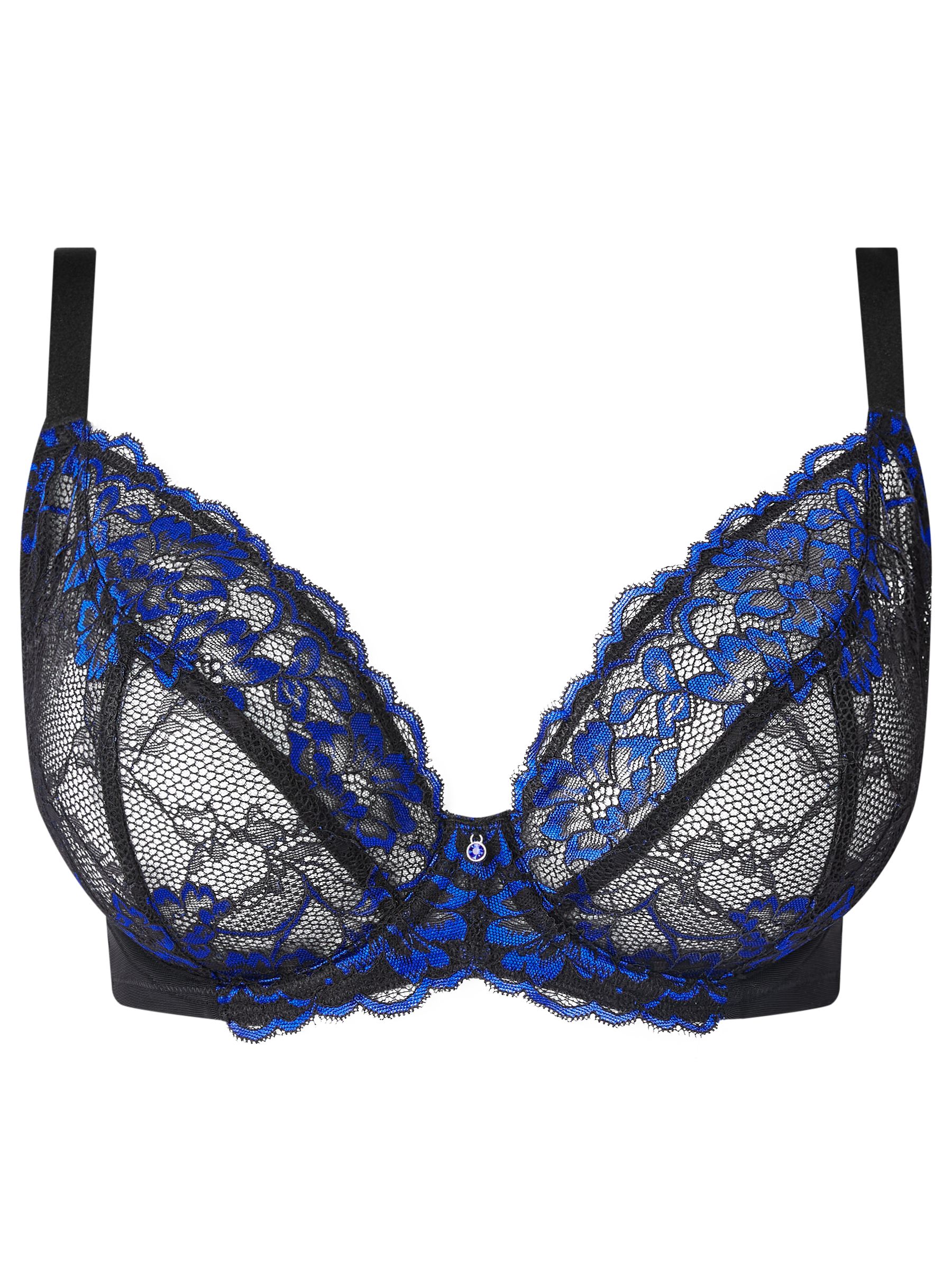 Buy Ann Summers Black/Blue DD+ Non Pad Plunge Sexy Lace Bra from