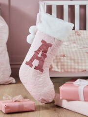 Personalised Initial Pink Velvet Gift Stockings by My 1st Years - Image 1 of 3