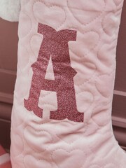 Personalised Initial Pink Velvet Gift Stockings by My 1st Years - Image 2 of 3