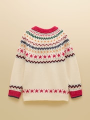 Joules Girls' Stardust Cream Fair Isle Jumper - Image 2 of 3