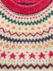 Joules Girls' Stardust Cream Fair Isle Jumper - Image 3 of 3