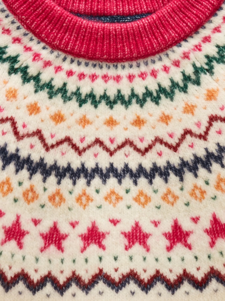 Joules Girls' Stardust Cream Fair Isle Jumper - Image 3 of 3 Joules Girls' Stardust Cream Fair Isle Jumper - Image 3 of 3