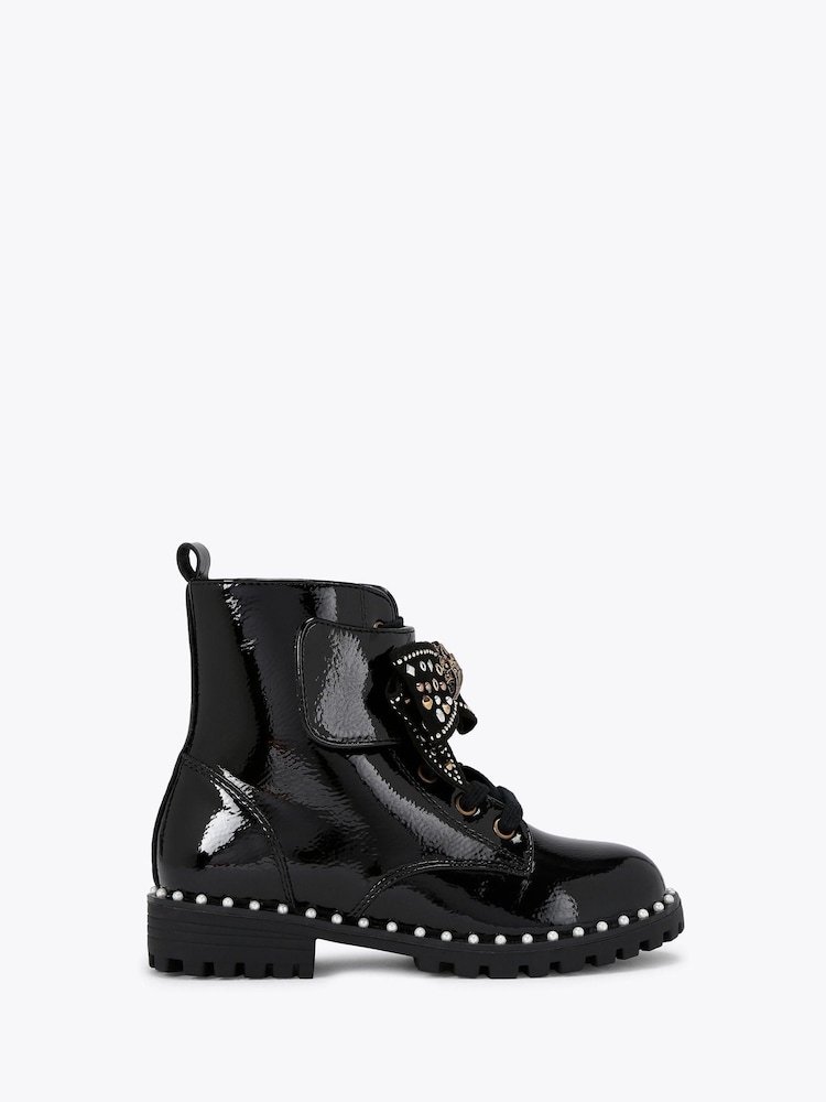 Kurt Geiger London Black Junior Kensington Strap Bow Boots - Image 1 of 4