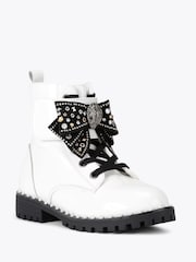 Kurt Geiger London Cream Junior Kensington Strap Bow Boots - Image 2 of 4