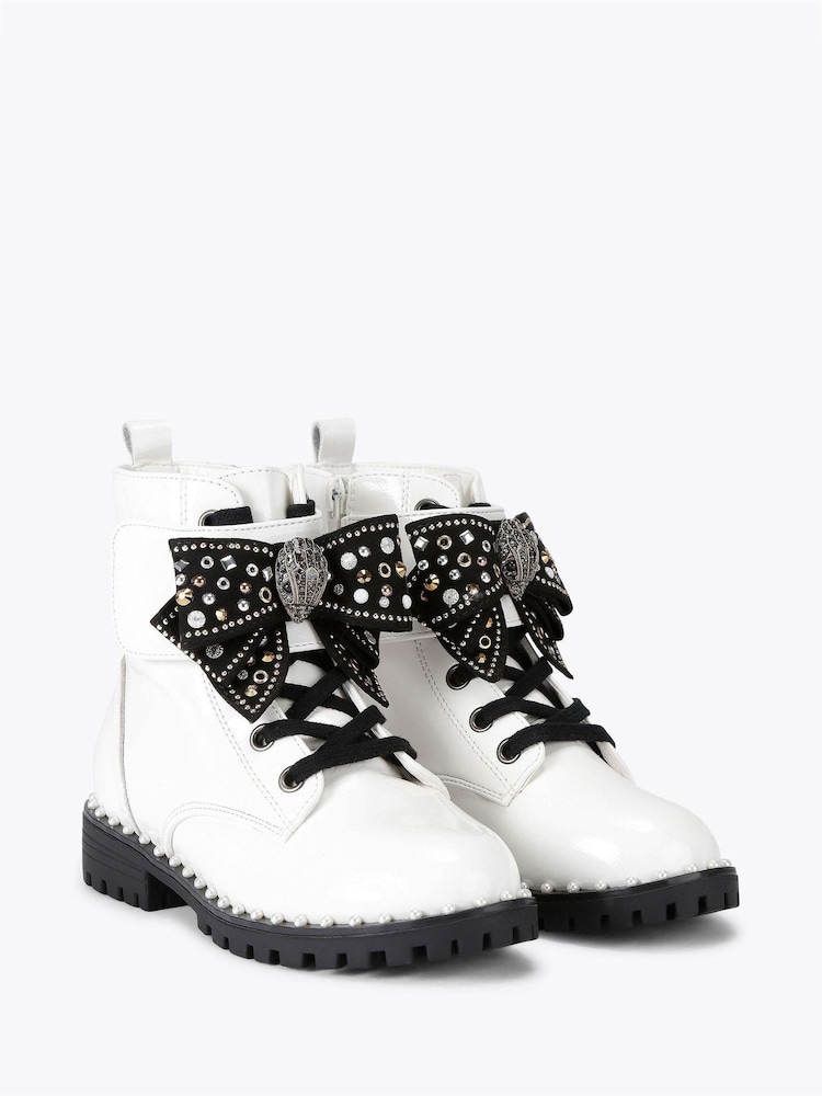Kurt Geiger London Cream Junior Kensington Strap Bow Boots - Image 4 of 4 Kurt Geiger London Cream Junior Kensington Strap Bow Boots - Image 4 of 4
