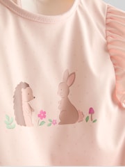 JoJo Maman Bébé Pink Woodland Frill Sleeved Bib - Image 4 of 5