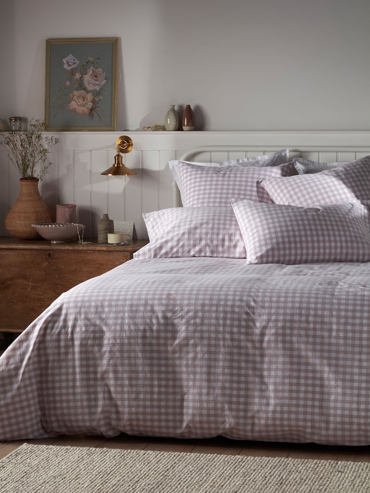 Secret Linen Store Vintage Rose Harriet Gingham Duvet Cover - Image 2 of 4 Secret Linen Store Vintage Rose Harriet Gingham Duvet Cover - Image 2 of 4