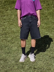 Black Denim Jort Shorts - Image 1 of 5