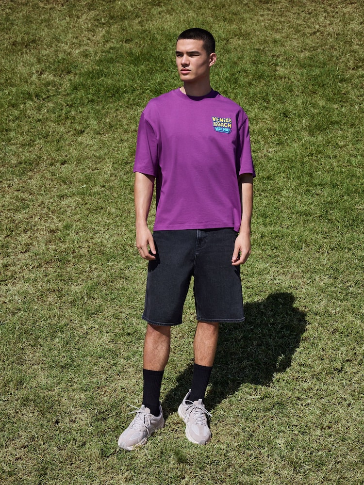 Black Denim Jort Shorts - Image 2 of 5 Black Denim Jort Shorts - Image 2 of 5