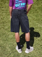 Black Denim Jort Shorts - Image 3 of 5