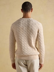 Joules Cream Crew Neck Cotton Cable Knit Jumper - Image 2 of 6