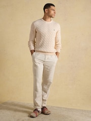 Joules Cream Crew Neck Cotton Cable Knit Jumper - Image 3 of 6